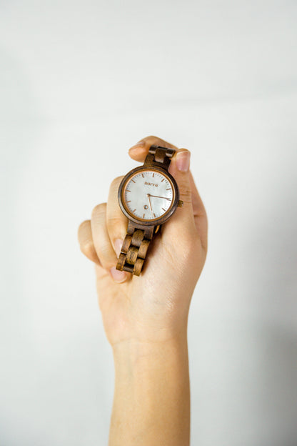 Anilao in Walnut and Pink - Narra Wooden Watches