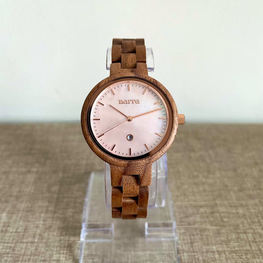 Anilao in Walnut and Pink - Narra Wooden Watches