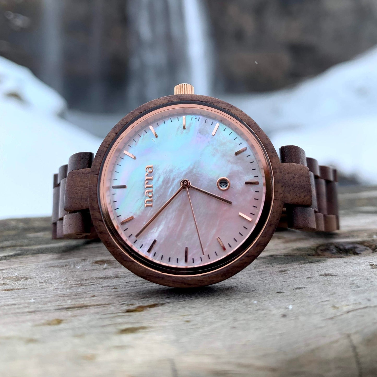 Anilao in Walnut and Pink - Narra Wooden Watches