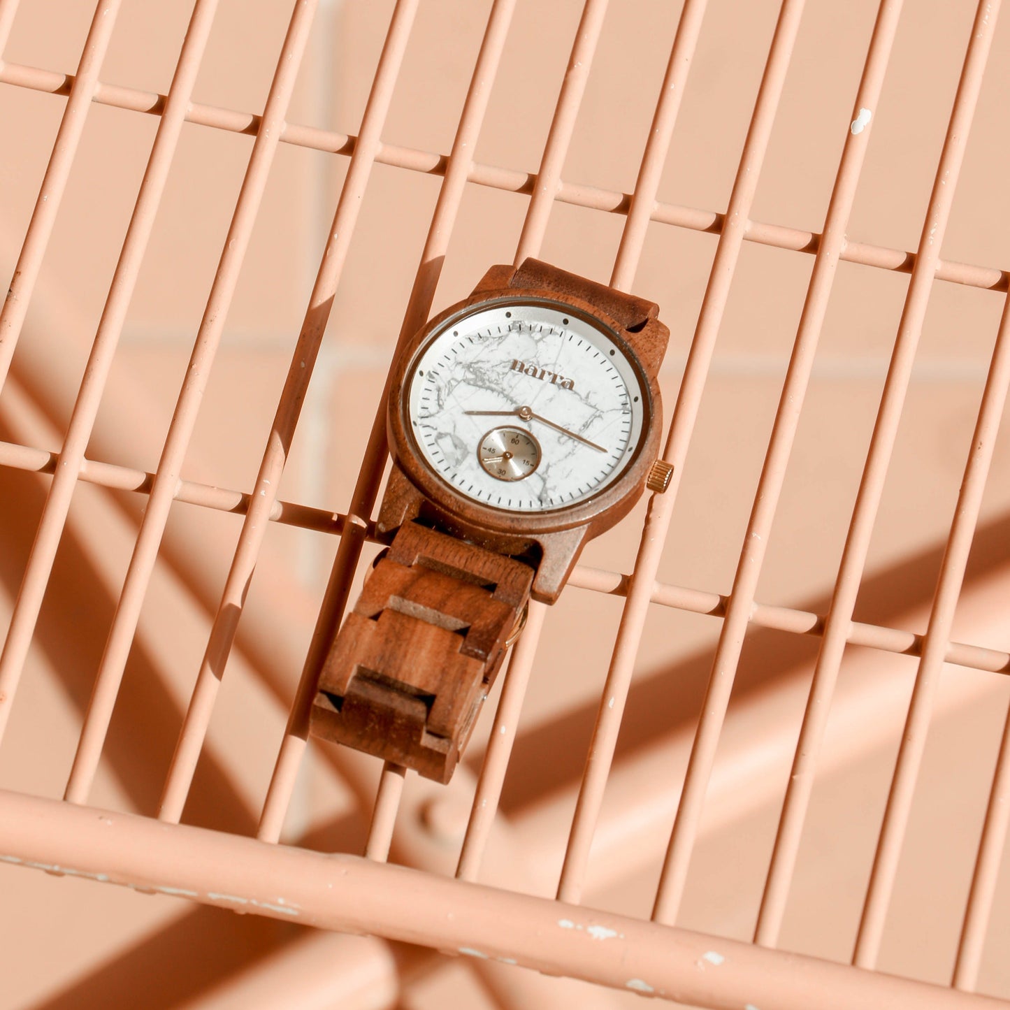 Beach Sand in Walnut and White Marble - Narra Wooden Watches