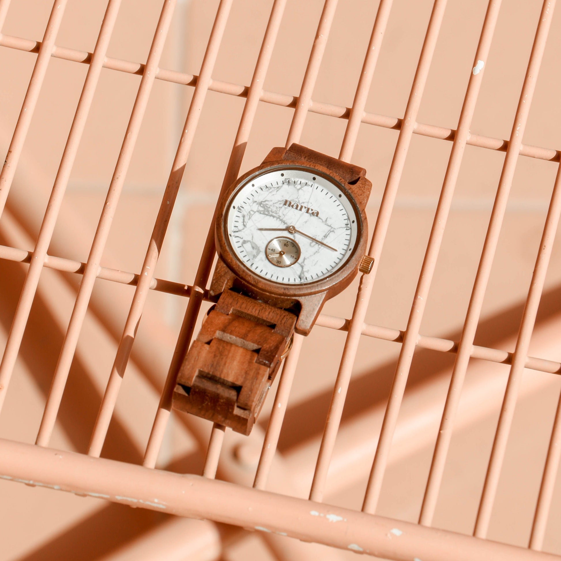 Beach Sand in Walnut and White Marble - Narra Wooden Watches