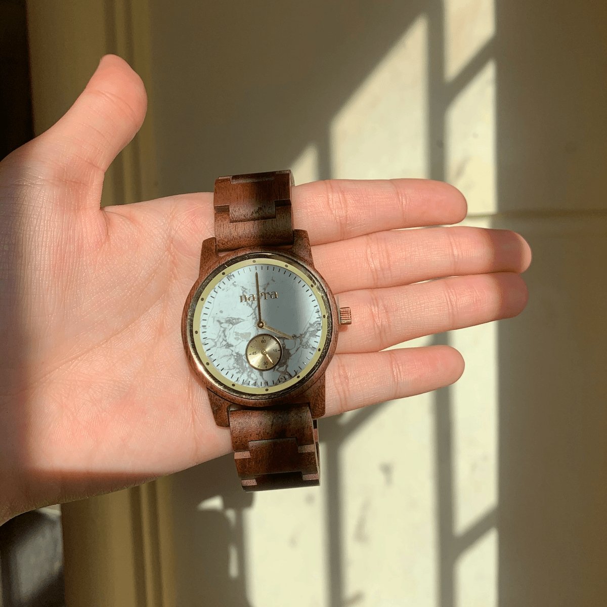 Beach Sand in Walnut and White Marble *NEW - Narra Wooden Watches