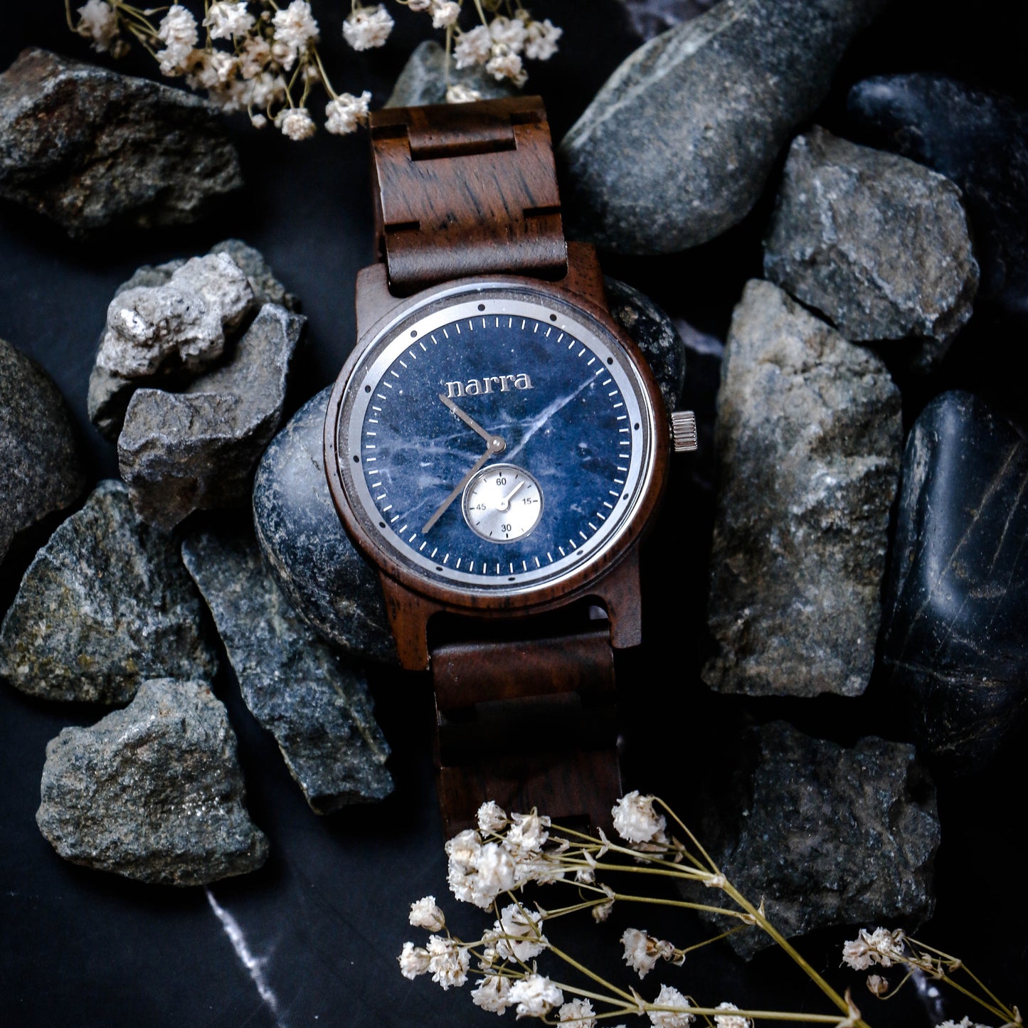 Blue Waves in Leadwood and Sodalite - Narra Wooden Watches