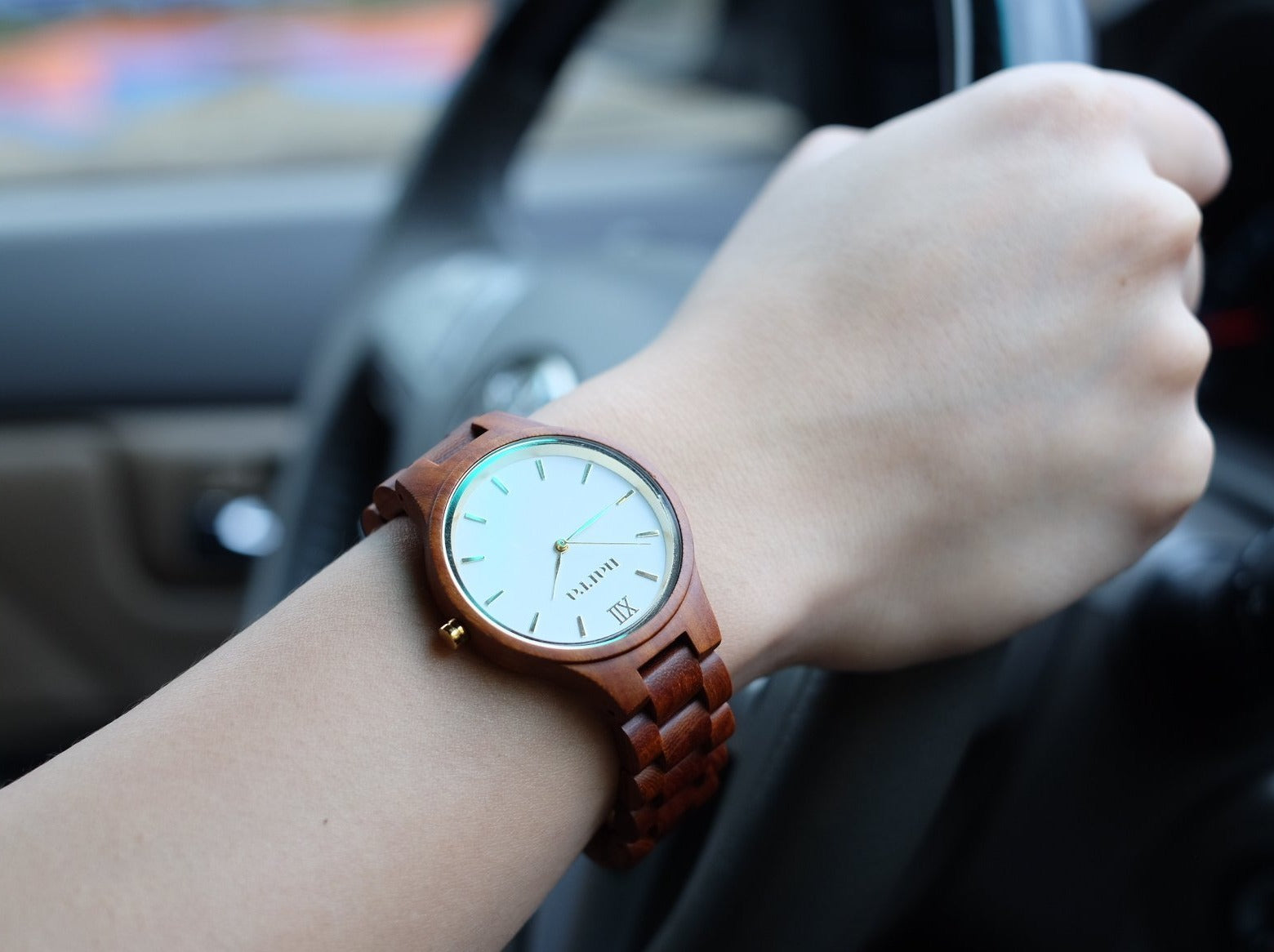 Classic Dawn in Red Sandalwood and White - Narra Wooden Watches