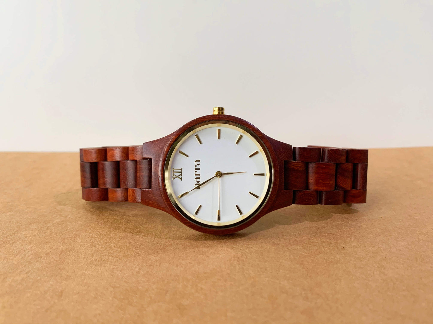 Classic Dawn in Red Sandalwood and White - Narra Wooden Watches