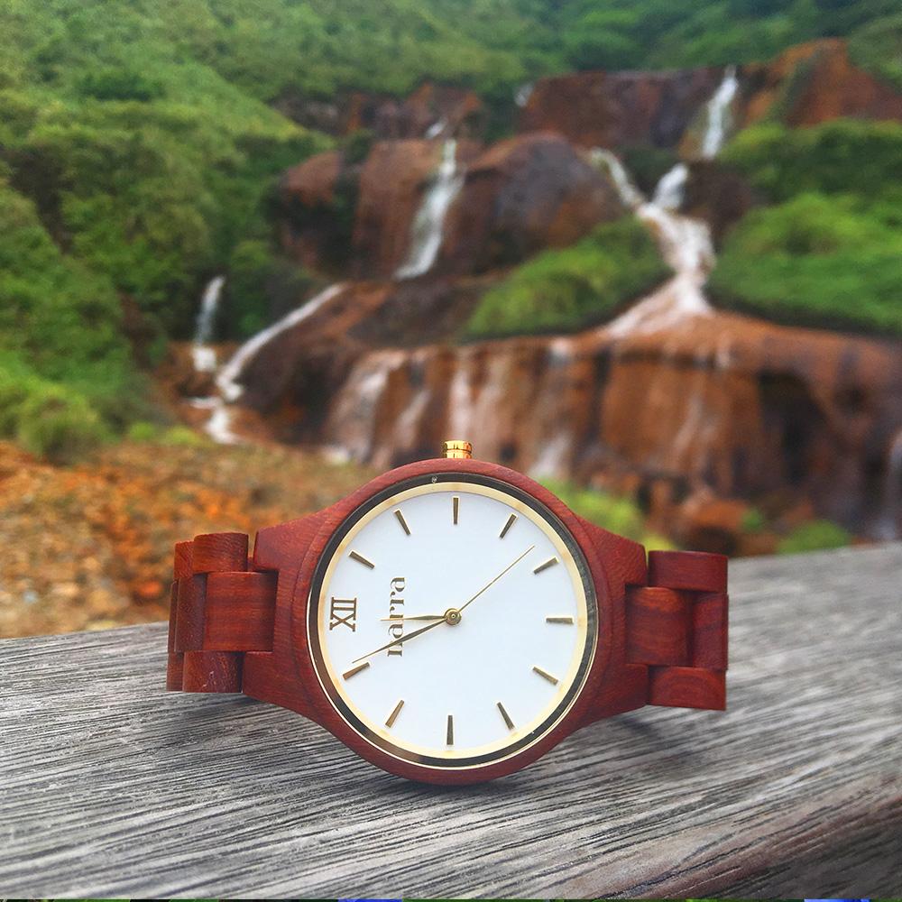 Classic Dawn in Red Sandalwood and White - Narra Wooden Watches