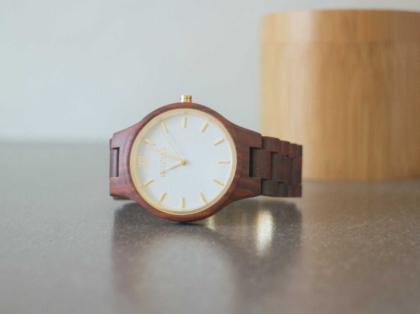 Classic Dawn in Red Sandalwood and White - Narra Wooden Watches