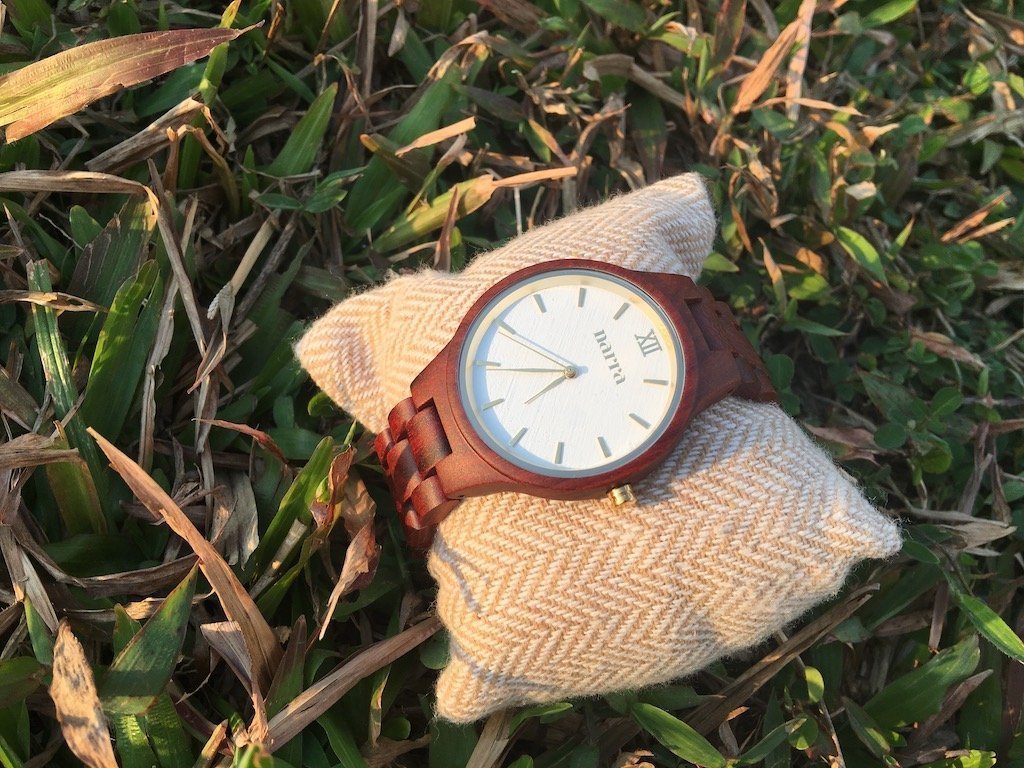 Classic Dawn in Red Sandalwood and White - Narra Wooden Watches