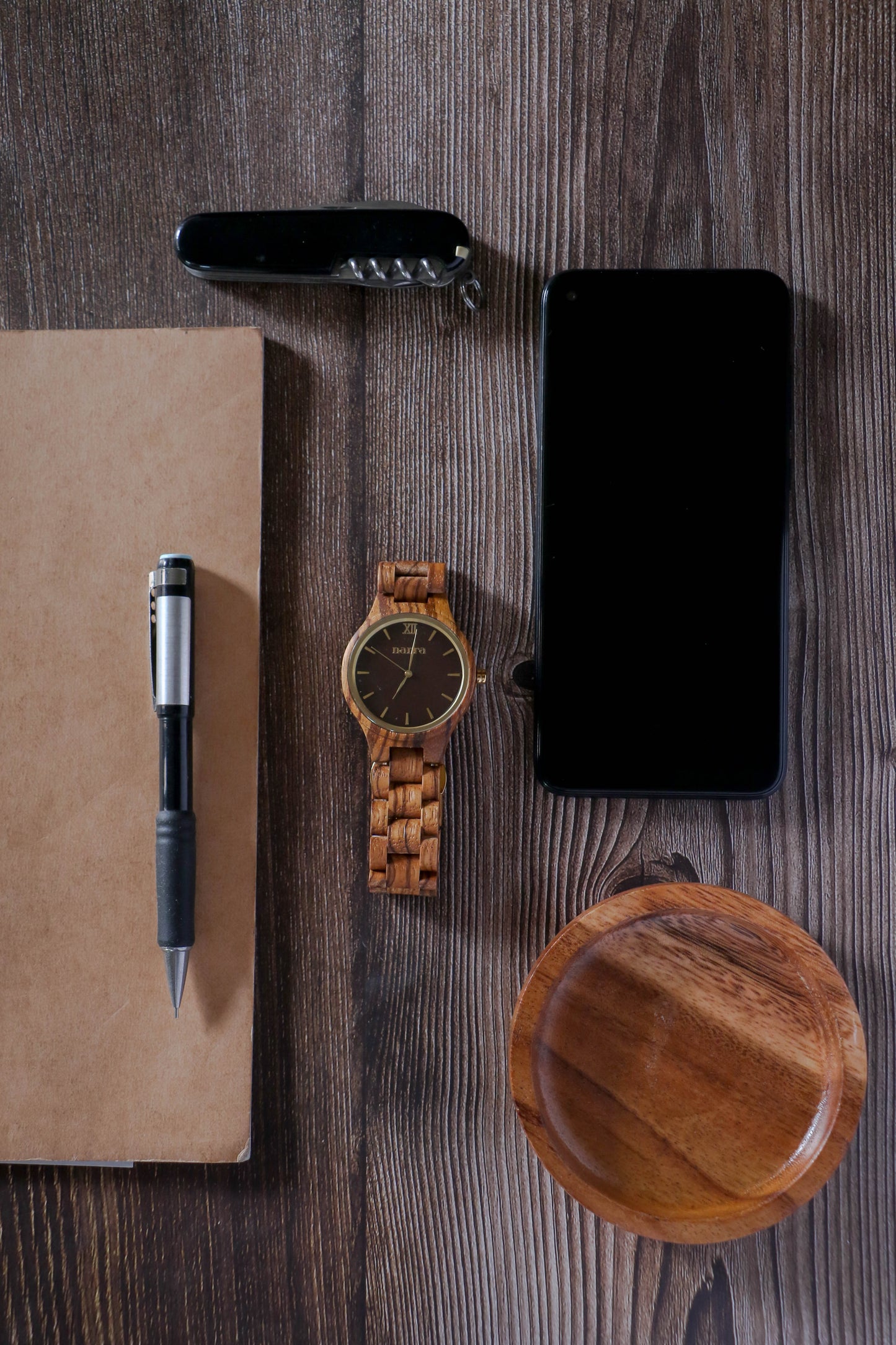 Classic Terra in Zebralwood and Brown - Narra Wooden Watches