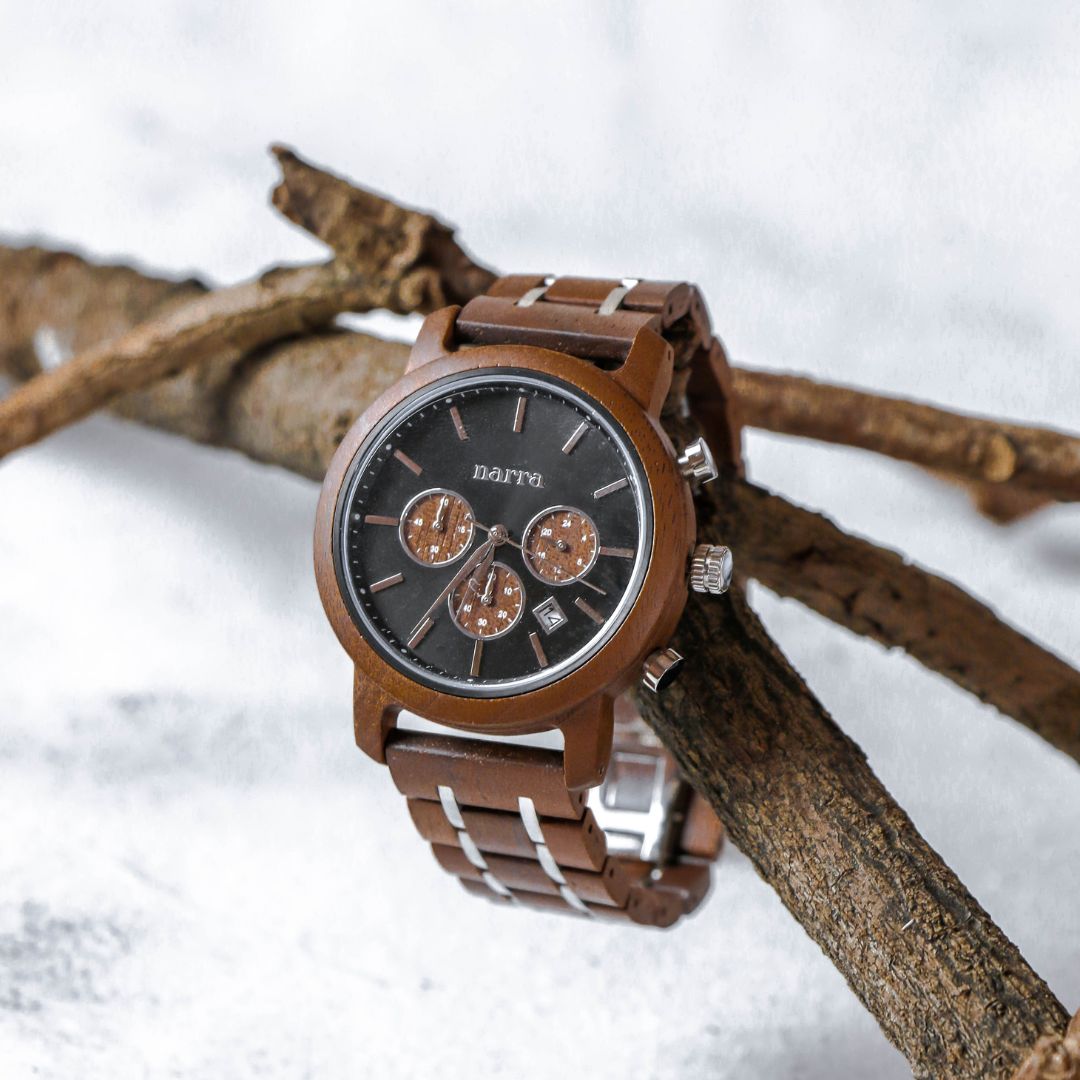 Eclipse in Walnut and Black - Narra Wooden Watches