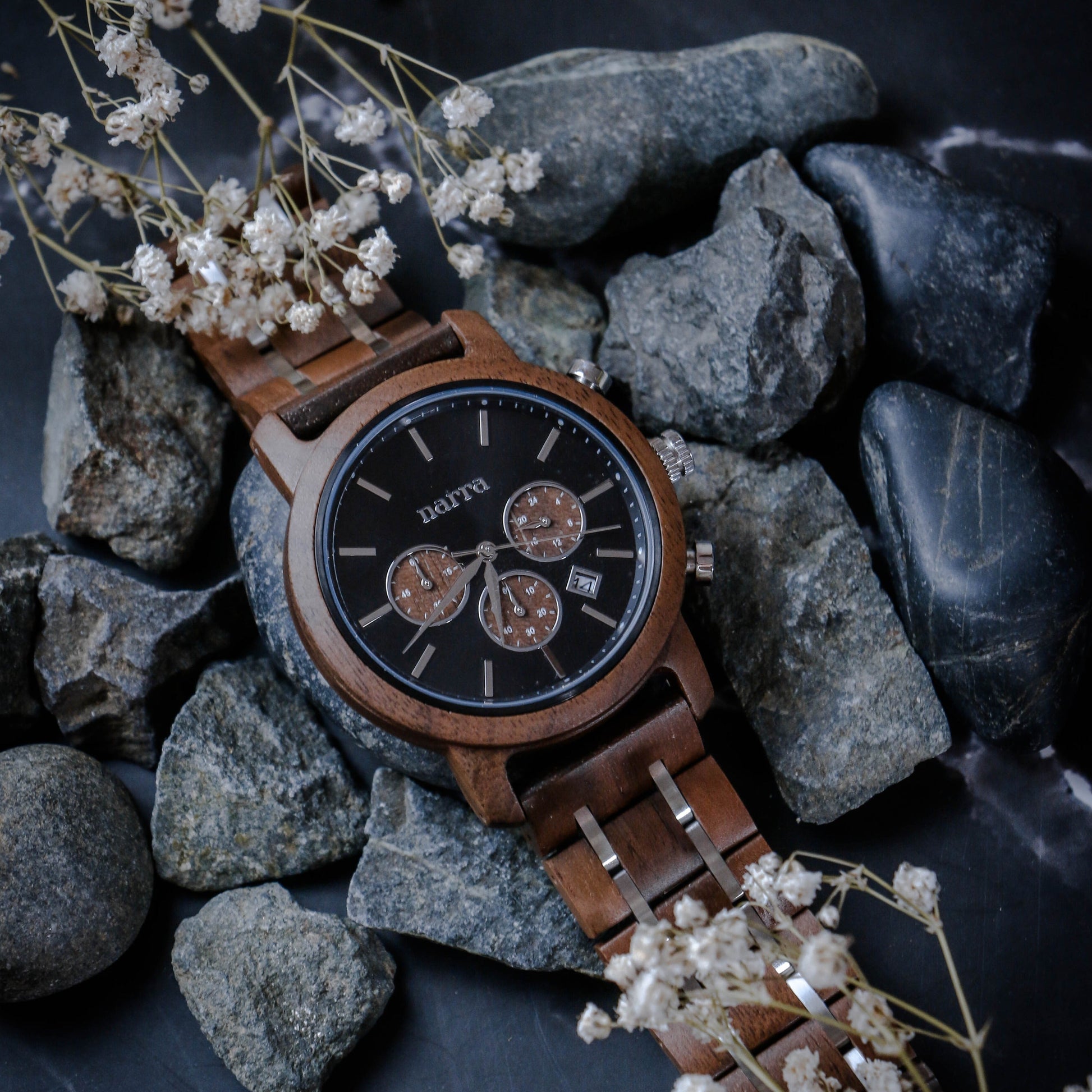 Eclipse in Walnut and Black - Narra Wooden Watches