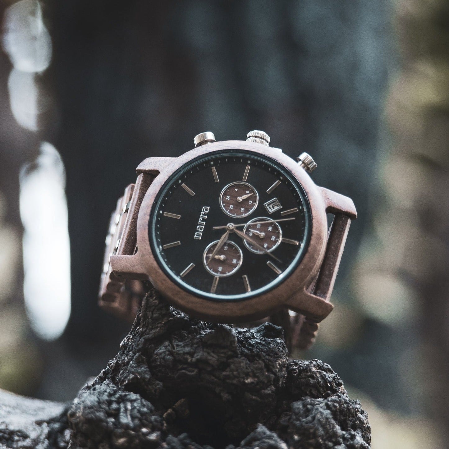 Eclipse in Walnut and Black - Narra Wooden Watches