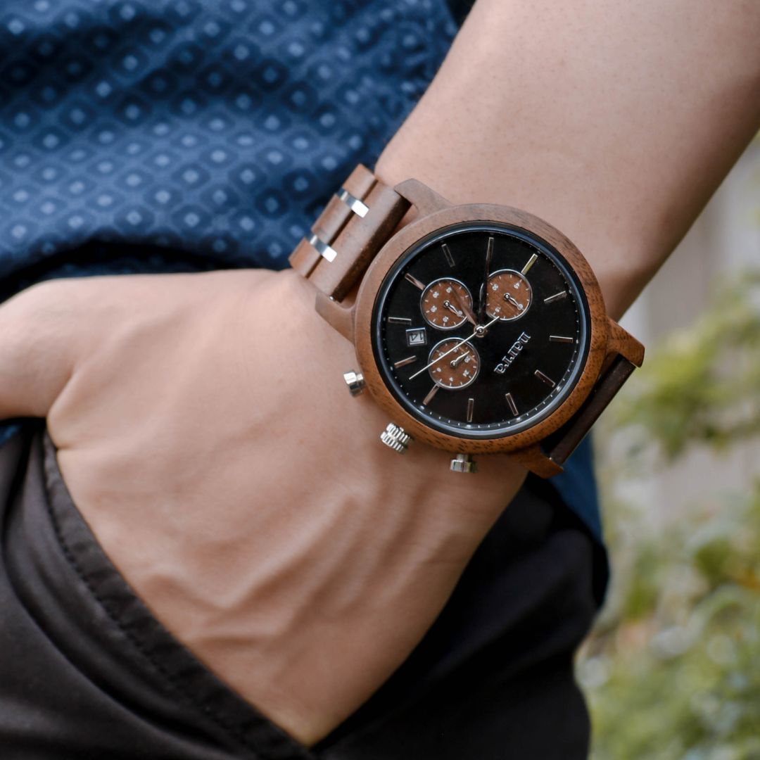 Eclipse in Walnut and Black - Narra Wooden Watches