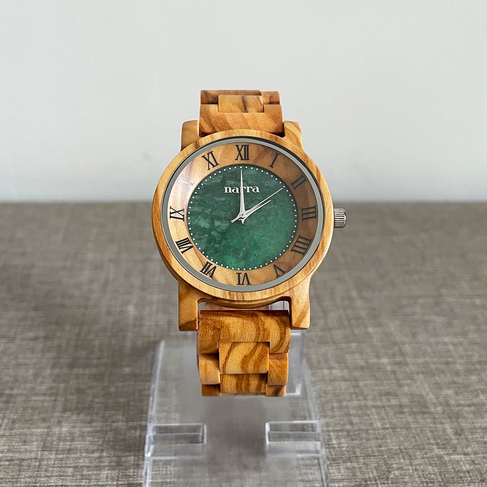 NEW* Oasis (Olive and Green Marble) - Narra Wooden Watches