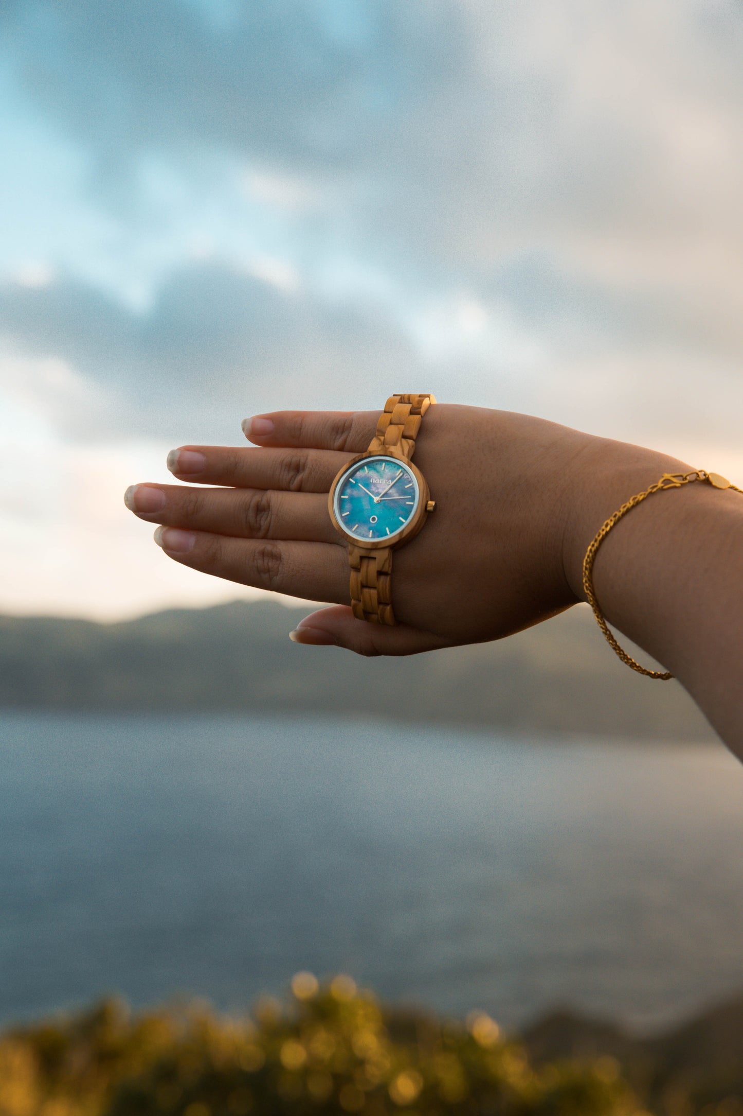 Tubbataha in Olive and Blue - Narra Wooden Watches