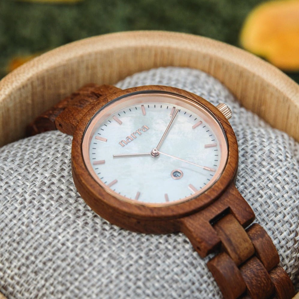 Capiz in Teak and White - Narra Wooden Watches
