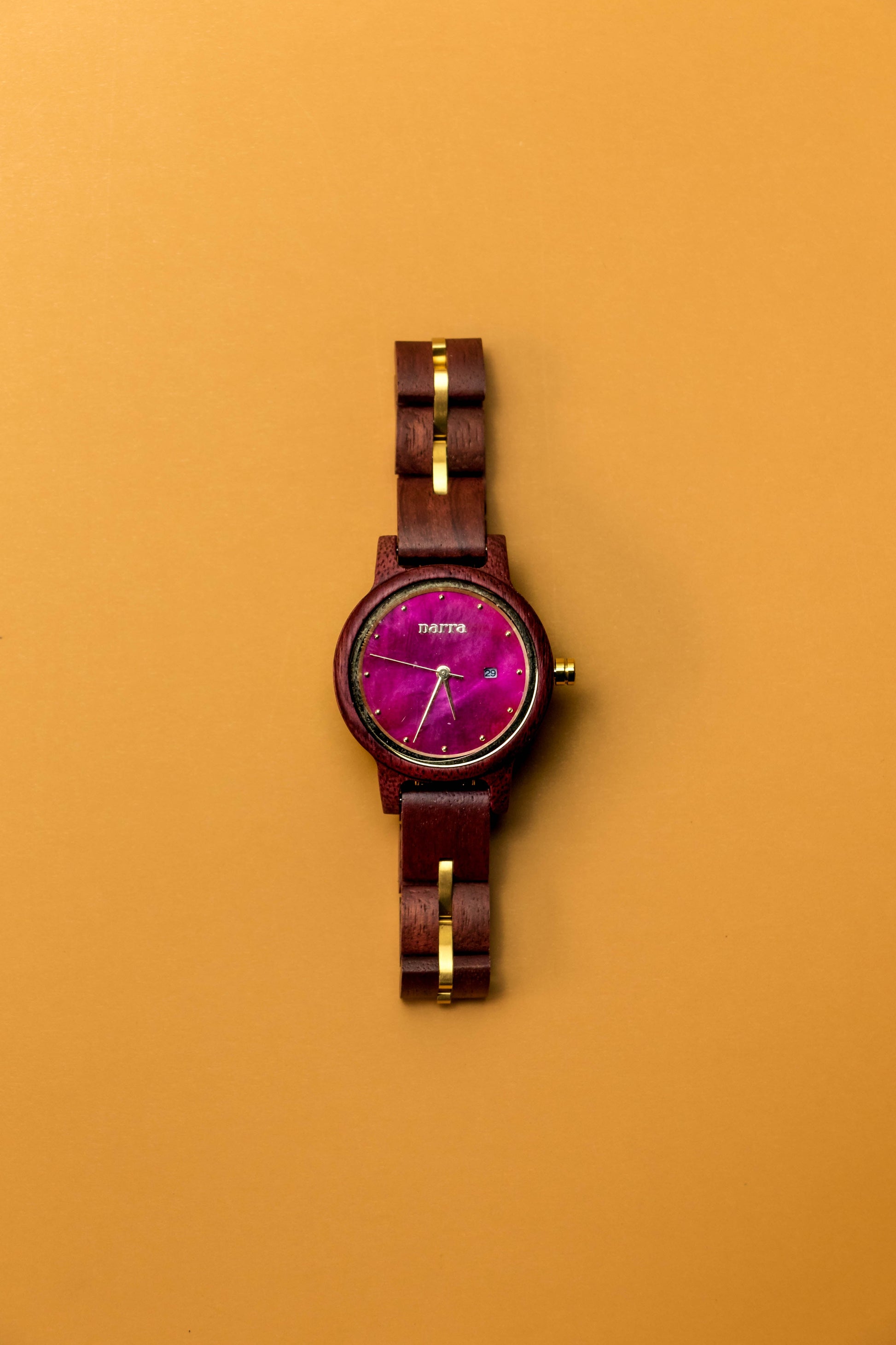 Cassiopeia in Purpleheart and Fuchsia - Narra Wooden Watches