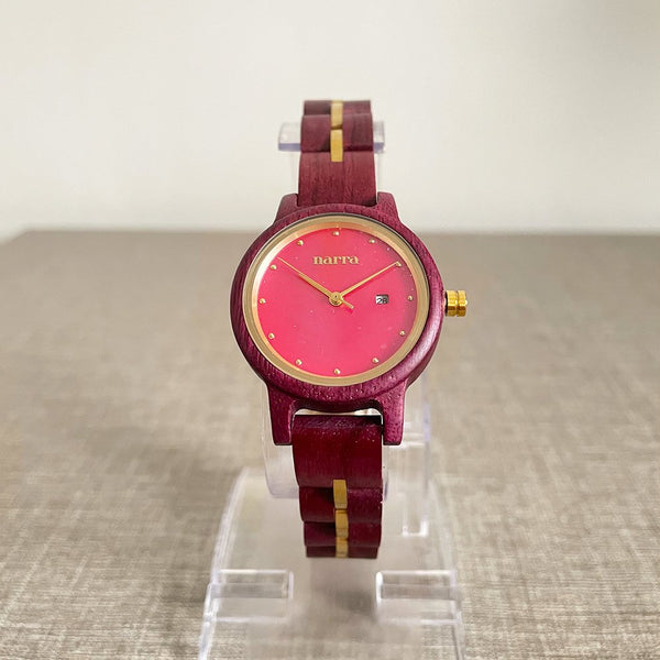 Cassiopeia in Purpleheart and Fuchsia – Narra Wooden Watches display picture 3