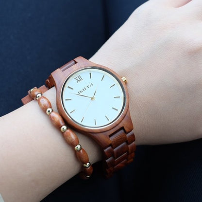 Classic Dawn in Red Sandalwood and White - Narra Wooden Watches