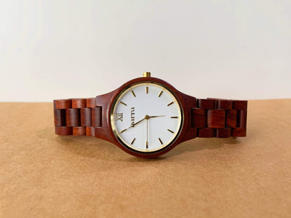 Classic Dawn in Red Sandalwood and White - Narra Wooden Watches