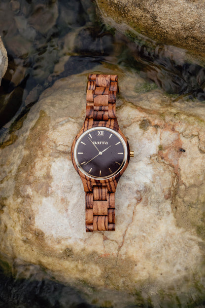 Classic Terra in Zebrawood and Brown - Narra Wooden Watches