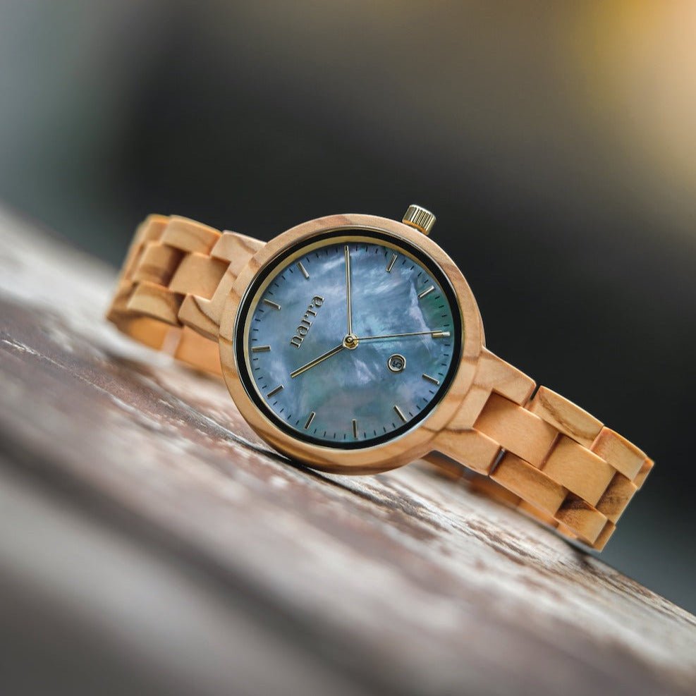 Tubbataha in Olive and Blue - Narra Wooden Watches
